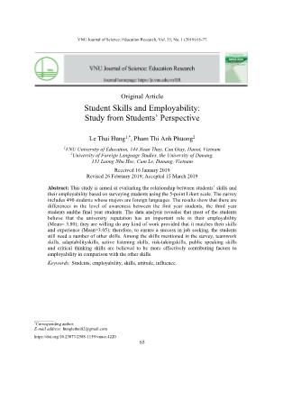 Student skills and employability: Study from students’ perspective