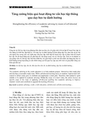 Tăng cường hiệu quả hoạt động tư vấn học tập thông qua dạy học tự định hướng