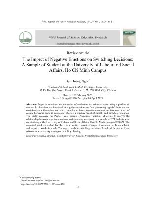 The impact of negative emotions on switching decisions: A sample of student at the University of Labour and Social Affairs, Ho Chi Minh Campus