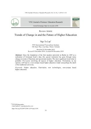 Trends of change in and the future of higher education