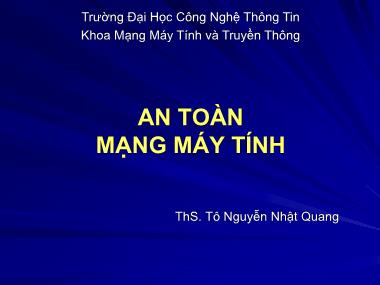 Bài giảng An toàn mạng máy tính - Bài 5: Mã hoá khoá công khai & Quản lý khoá - Tô Nguyễn Nhật Quang