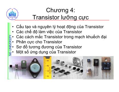 Bài giảng Cấu kiện điện tử - Chương 4: Transistor lưỡng cực - Đỗ Mạnh Hà