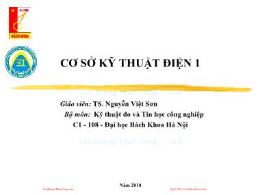 Bài giảng Cơ sở kỹ thuật điện 1 - Chương mở đầu: Giới thiệu môn học - Nguyễn Việt Sơn