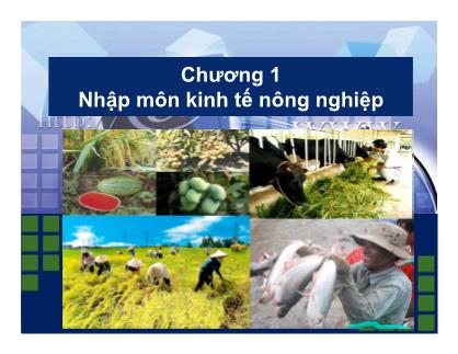 Bài giảng Kinh tế nông nghiệp - Chương 1: Nhập môn kinh tế nông nghiệp - Nguyễn Hà Hưng