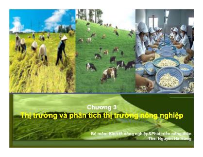 Bài giảng Kinh tế nông nghiệp - Chương 3: Thị trường và phân tích thị trường nông nghiệp - Nguyễn Hà Hưng
