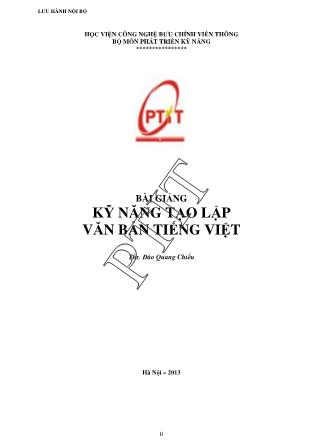 Bài giảng Kỹ năng tạo lập văn bản tiếng Việt