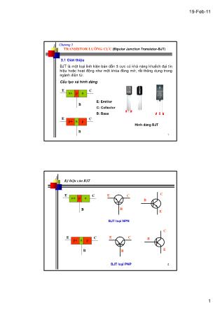 Bài giảng Kỹ thuật điện tử - Chương 3: Transistor lưỡng cực (Bipolar Junction Transistor-BJT)