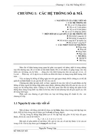 Bài giảng Kỹ thuật số - Chương 1: Các hệ thống số & mã - Nguyễn Trung Lập