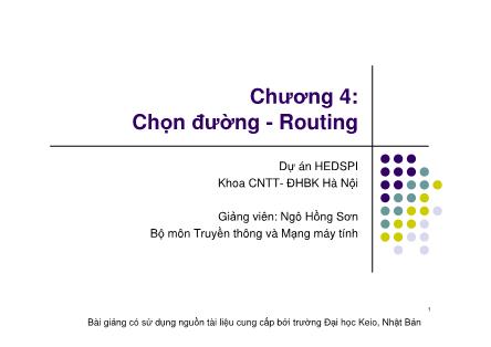 Bài giảng Mạng máy tính - Chương 4: Chọn đường - Routing - Ngô Hồng Sơn