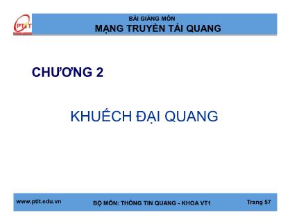 Bài giảng Mạng truyền tải quang - Chương 2: Khuếch đại quang