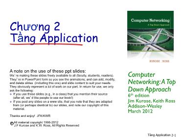 Bài giảng Nhập môn mạng máy tính - Chương 2: Tầng Application