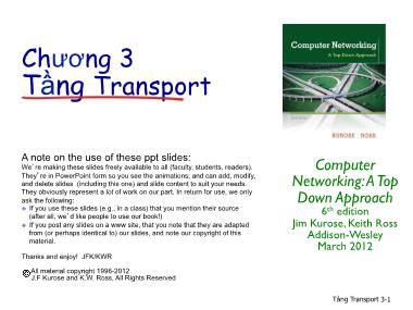 Bài giảng Nhập môn mạng máy tính - Chương 3: Tầng Transport