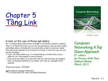 Bài giảng Nhập môn mạng máy tính - Chương 5: Tầng Link