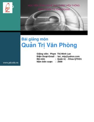 Bài giảng Quản trị văn phòng - Phạm Thị Minh Lan