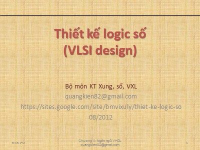 Bài giảng Thiết kế logic số - Chương II: Ngôn ngữ VHDL (Phần 3)