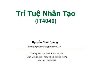 Bài giảng Trí tuệ nhân tạo - Chương 2: Tác tử - Nguyễn Nhật Quang