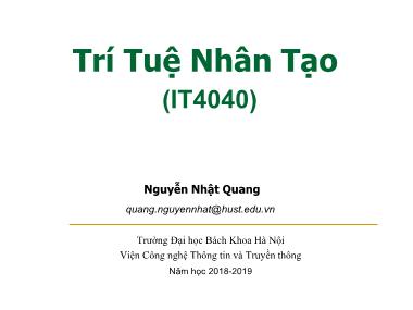 Bài giảng Trí tuệ nhân tạo - Chương 3 - Nguyễn Nhật Quang