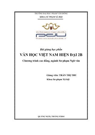 Bài giảng Văn học Việt Nam hiện đại 2B - Trần Thị Thu