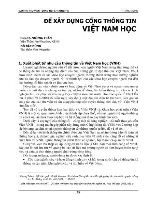 Để xây dựng cổng thông tin Việt Nam học