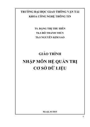 Giáo trình Nhập môn hệ quản trị cơ sở dữ liệu (Phần 1)