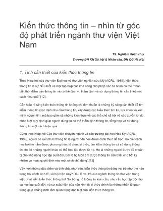 Kiến thức thông tin - Nhìn từ góc độ phát triển ngành Thư viện Việt Nam