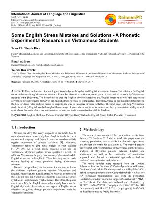 Some English stress mistakes and solutions - A phonetic experimental research on Vietnamese students