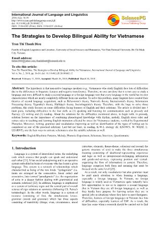The strategies to develop bilingual ability for Vietnamese