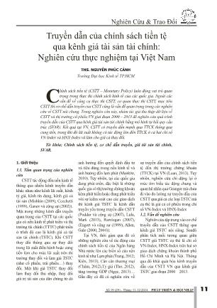 Truyền dẫn của chính sách tiền tệ qua kênh giá tài sản tài chính: Nghiên cứu thực nghiệm tại Việt Nam