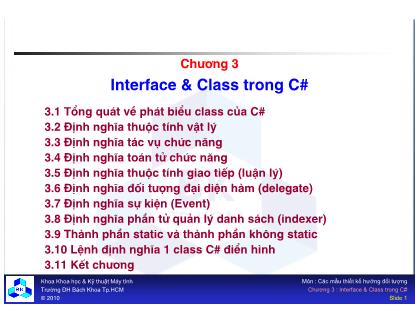 Bài giảng Các mẫu thiết kế hướng đối tượng - Chương 3: Interface & Class trong C# - Nguyễn Văn Hiệp