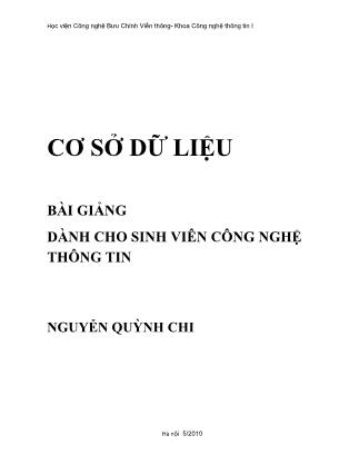 Bài giảng Cơ sở dữ liệu - Nguyễn Quỳnh Chi