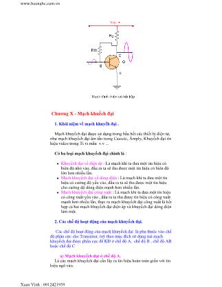 Bài giảng Điện tử căn bản - Chương 10: Mạch khuếch đại - Xuân Vinh
