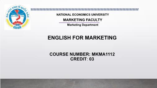Bài giảng English for marketing