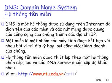 Bài giảng Mạng máy tính - Chương: Hệ thống tên miền