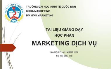 Bài giảng Marketing dịch vụ - Nguyễn Hoài Long