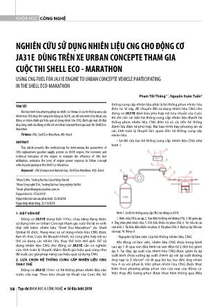 Nghiên cứu sử dụng nhiên liệu CNG cho động cơ JA31E dùng trên xe Urban Concepte tham gia cuộc thi Shell Eco - Marathon