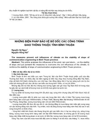 Những biện pháp bảo vệ bờ dốc các công trình giao thông thuộc tỉnh Bình Thuận