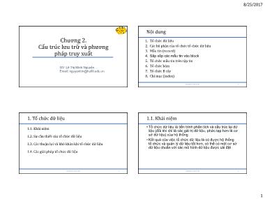 Bài giảng Cơ sở dữ liệu - Chương 2: Cấu trúc lưu trữ và phương pháp truy xuất - Lê Thị Minh Nguyện