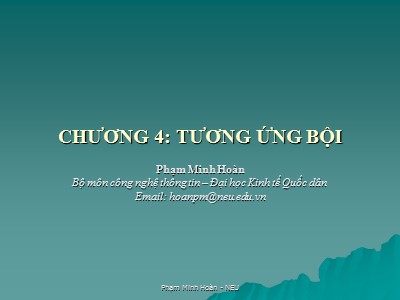 Bài giảng Lập trình hướng đối tượng - Chương 4: Tương ứng bội - Phạm Minh Hoàn