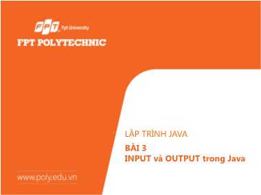 Bài giảng Lập trình Java - Bài 3: Input và Output trong Java