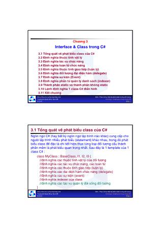 Bài giảng Phân tích & Thiết kế phần mềm hướng đối tượng - Chương 3: Interface & Class trong C# - Nguyễn Văn Hiệp