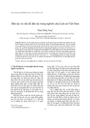 Dân tộc và vấn đề dân tộc trong nghiên cứu Lịch sử Việt Nam