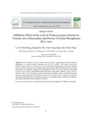 Inhibitory effect of the leaf of Psidium guajava grown in Vietnam on α-Glucosidase and protein tyrosine phosphatase 1B in vitro