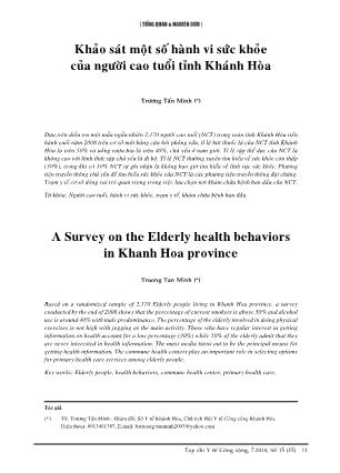 Khảo sát một số hành vi sức khỏe của người cao tuổi tỉnh Khánh Hòa
