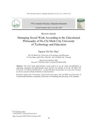 Managing Social Work According to the Educational Philosophy of Ho Chi Minh City University of Technology and Education