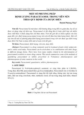 Một số phương pháp định lượng paracetamol trong viên nén theo quy định của dược điển
