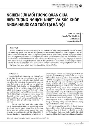 Nghiên cứu mối tương quan giữa hiện tượng nghịch nhiệt và sức khỏe nhóm người cao tuổi tại Hà Nội