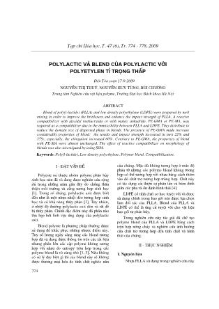 Polylactic và Blend của polylactic với polyetylen tỉ trọng thấp