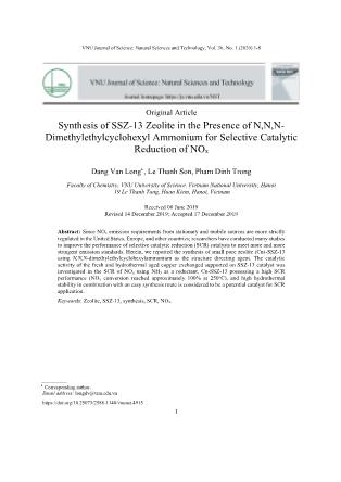 Synthesis of SSZ-13 zeolite in the presence of N, N, N-Dimethylethylcyclohexyl ammonium for selective catalytic reduction of NOx