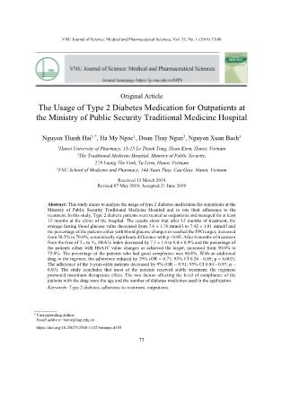 The usage of type 2 diabetes medication for outpatients at the ministry of public security traditional medicine hospital